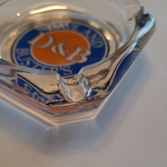 Dave and Busters D&B Logo Ashtray 3.75"x3.75" Clear Glass Square Vintage - Picture 2 of 7